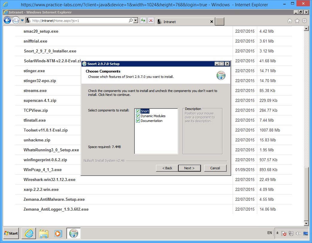 Practice Labs screenshot.